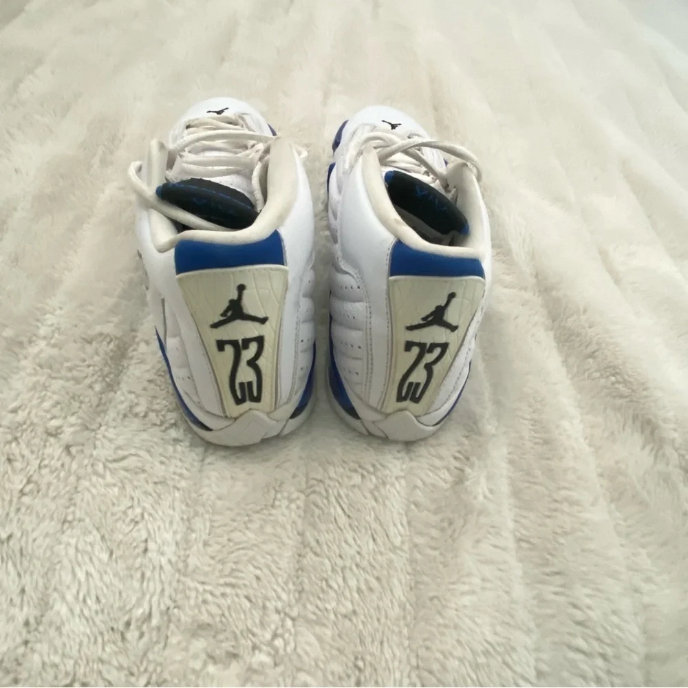 Jordan 14 Retro White Hyper Royal Sneakers Shoes GS Size 7Y